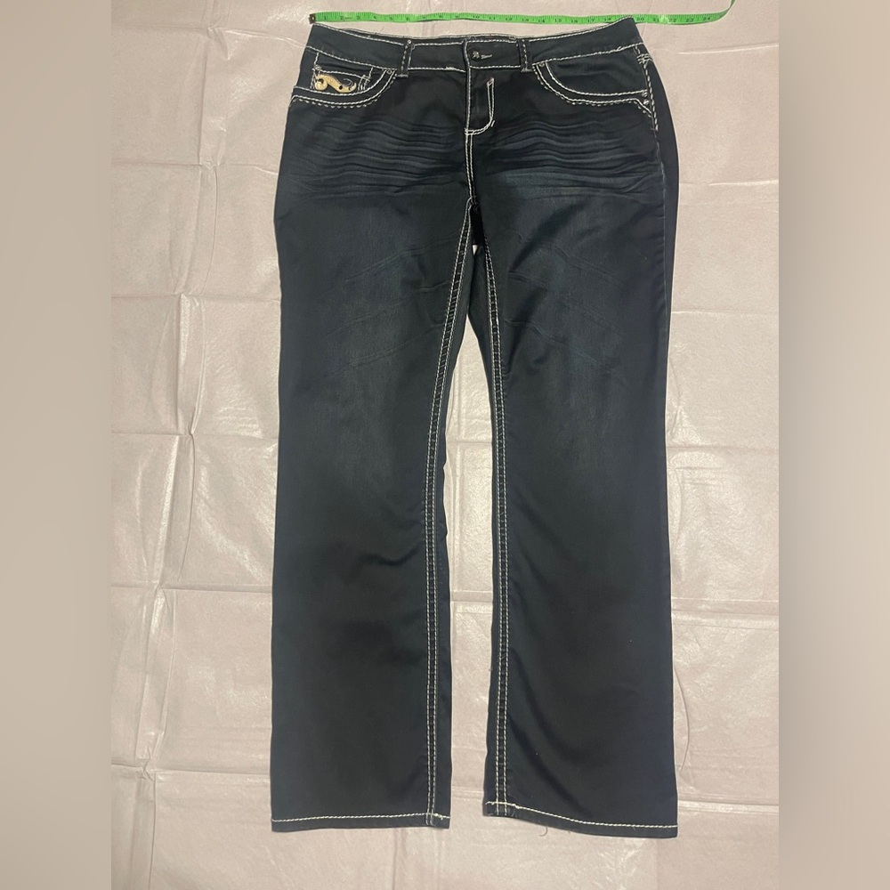 Hydraulic Bailey Jeans Women 18 Blue Denim Rhinestone Embellished Cowboy Rodeo